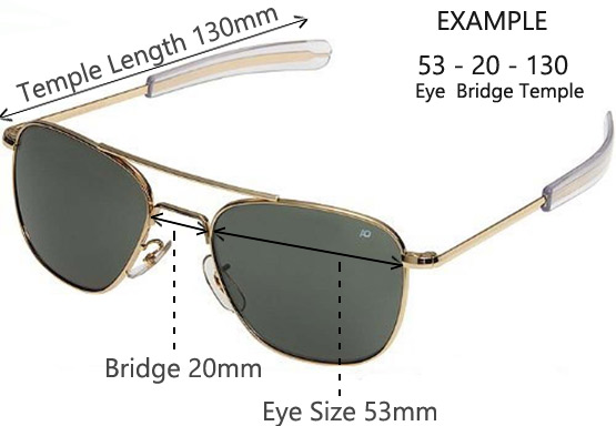 measure ray ban sunglasses size